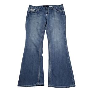 Earl Jean Pants Womens 13 Blue Bootcut Low Rise Rhinestone Pocket Denim Jeans